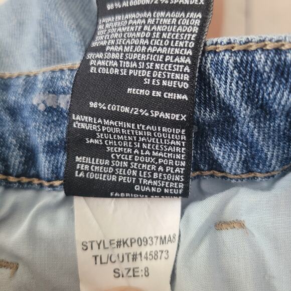 Kut From The Kloth Size 8 Reese Raw Hem Distressed Light Wash Straight Leg Jeans - Picture 6 of 8